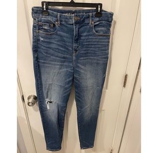 American eagle ripped blue jeans